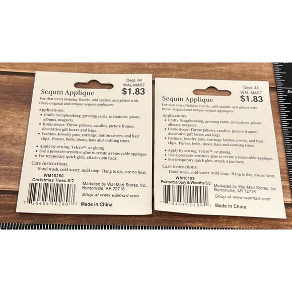 2 Holiday Time Sequin Applique Wreath Poinsettia Christmas Tree EMBELLISHMENT - Picture 5 of 5